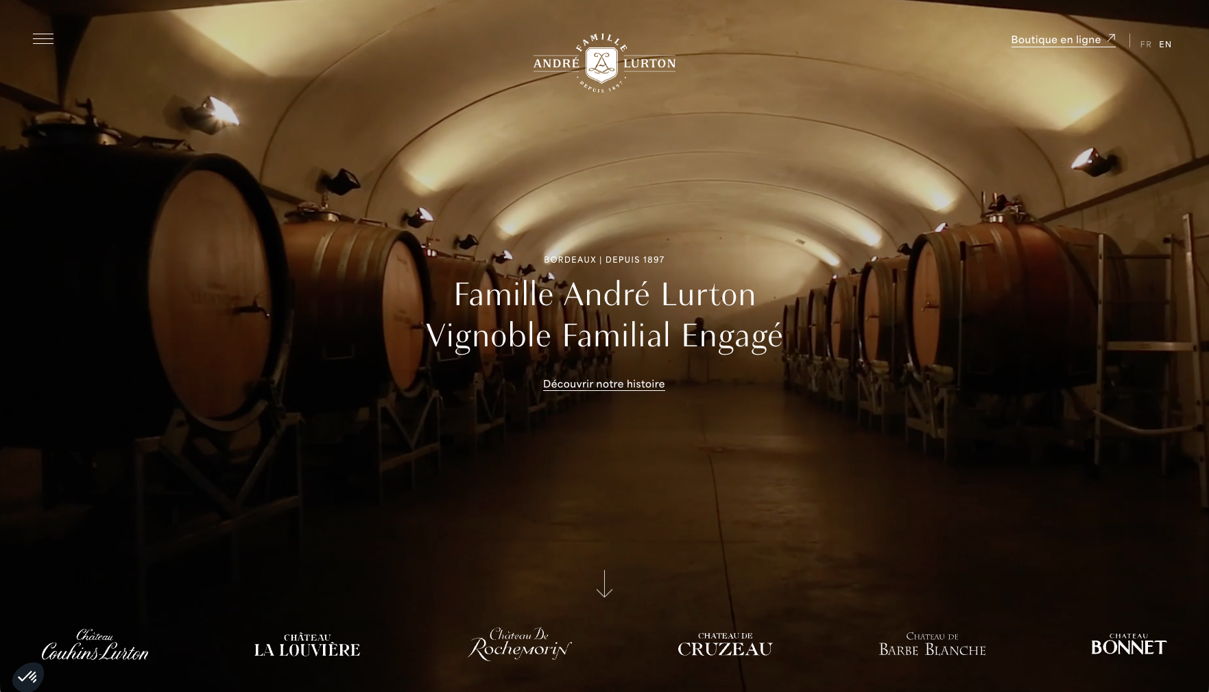 Site WordPress Famille André Lurton propulsé par vin.co