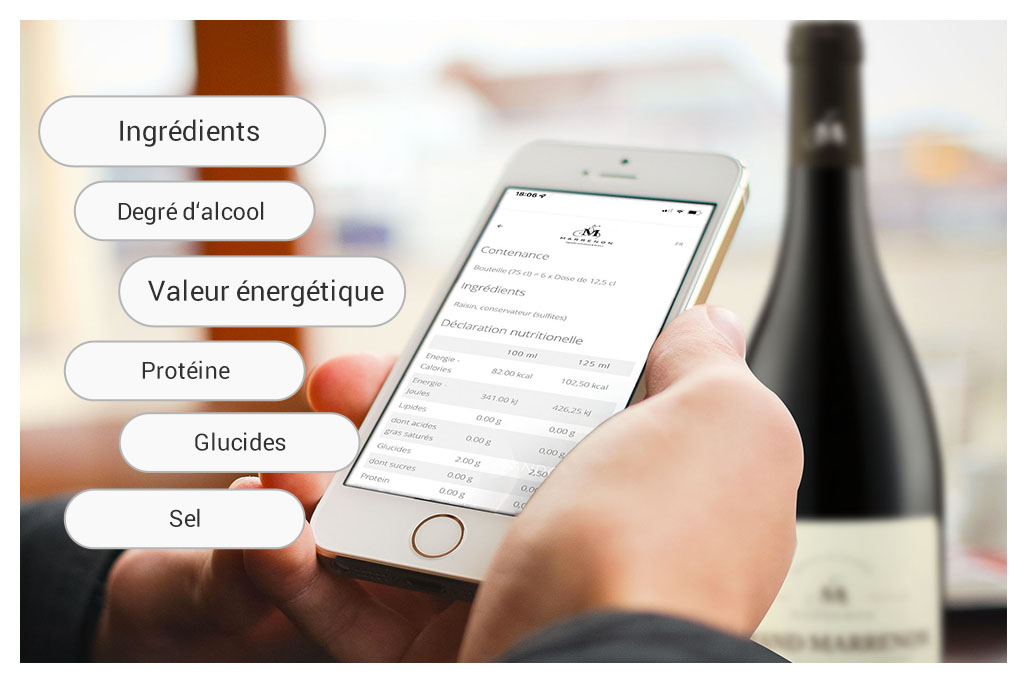 Déclaration nutritionnelle accessible par QR Code vin.co